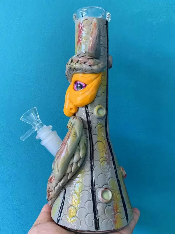 10” Hand-Painted 3D Owl Beaker Glass Bong