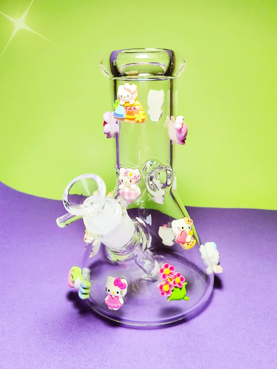 8" Handcrafted Hello Kitty “Kawaii Charm” Bong 5mm Thick Glass - Image 3