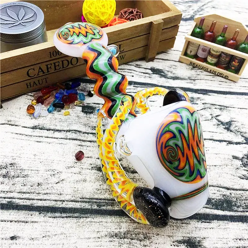 7" Handcrafted Thick Horn Wig Wag Glass Pipe