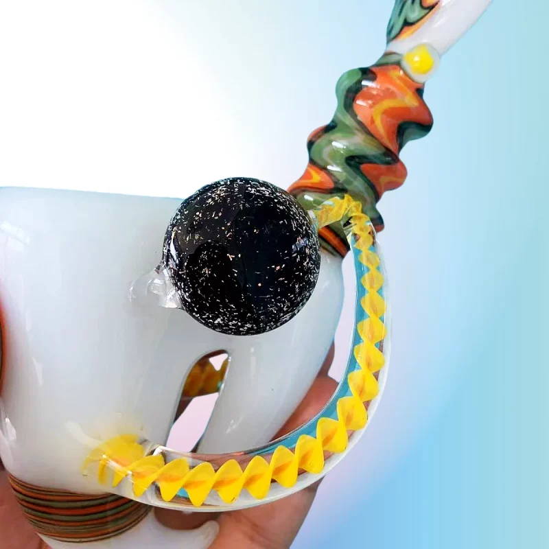 7" Handcrafted Thick Horn Wig Wag Glass Pipe