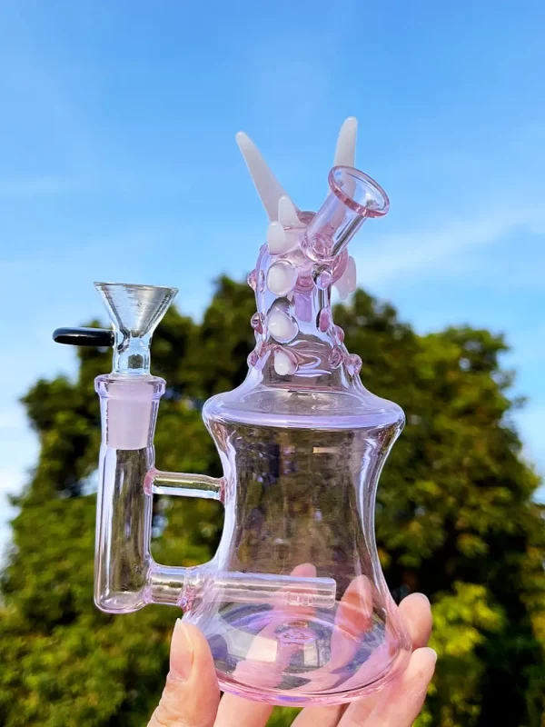 7" Handmade Pink Dragon Glass Bong/Dab Rig