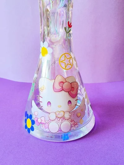 12" Hello Kitty Angelic Bloom Iridescent Thick Beaker Bong