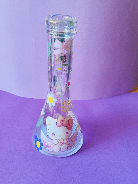 12" Hello Kitty Angelic Bloom Iridescent Thick Beaker Bong