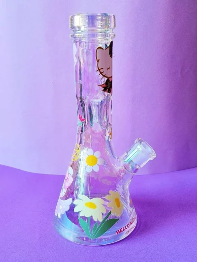12" Hello Kitty Angelic Bloom Iridescent Thick Beaker Bong