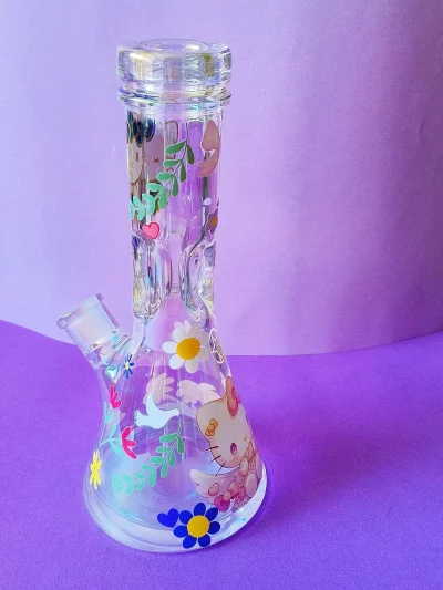 12" Hello Kitty Angelic Bloom Iridescent Thick Beaker Bong