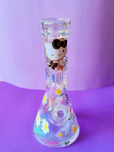 12" Hello Kitty Angelic Bloom Iridescent Thick Beaker Bong