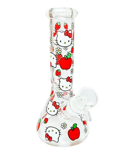 8" Hello Kitty Apple & Strawberry Beaker Glass Bong
