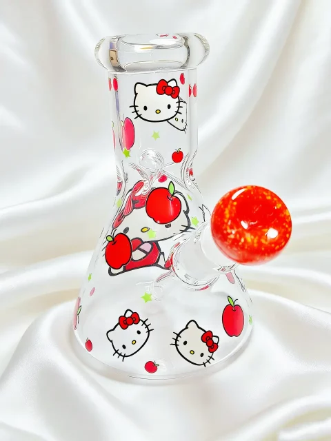 8″ 5mm Hello Kitty Apple Delight Beaker Glass Bong 8" 5mm Hello Kitty Apple Delight Beaker Glass Bong