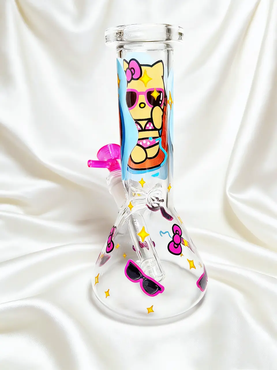 8" Hello Kitty Bikini Summer Vibes Beaker Glass Bong
