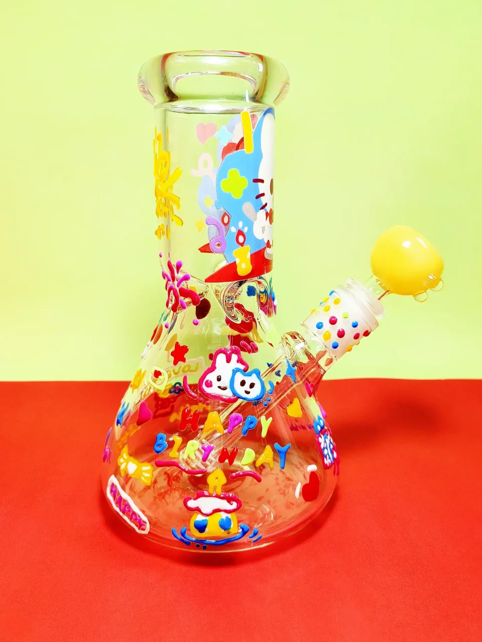 8" Hello Kitty Birthday Party Glass Bong