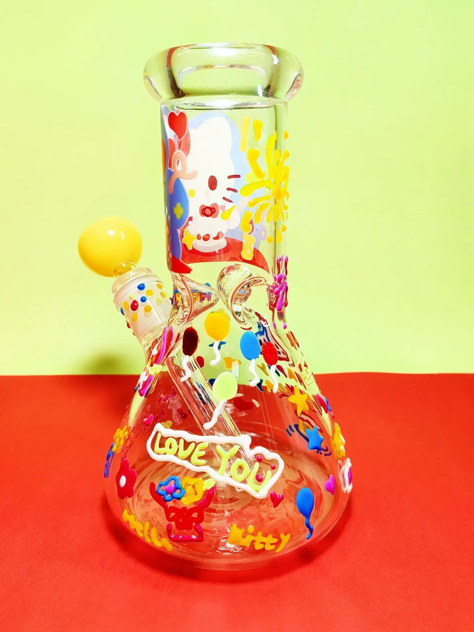 8" Hello Kitty Birthday Party Glass Bong