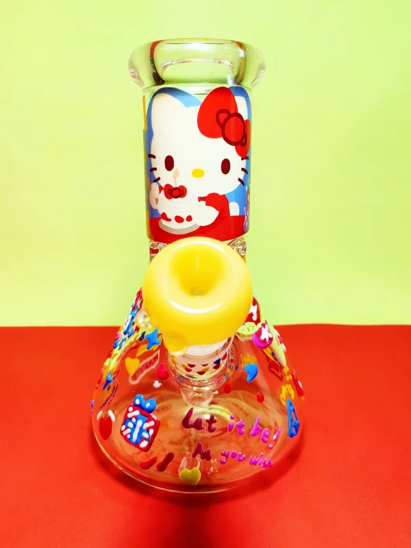 8" Hello Kitty Birthday Party Glass Bong