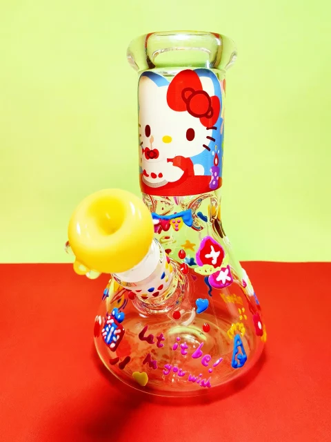 8″ Hello Kitty Birthday Party Glass Bong 8" Hello Kitty Birthday Party Glass Bong