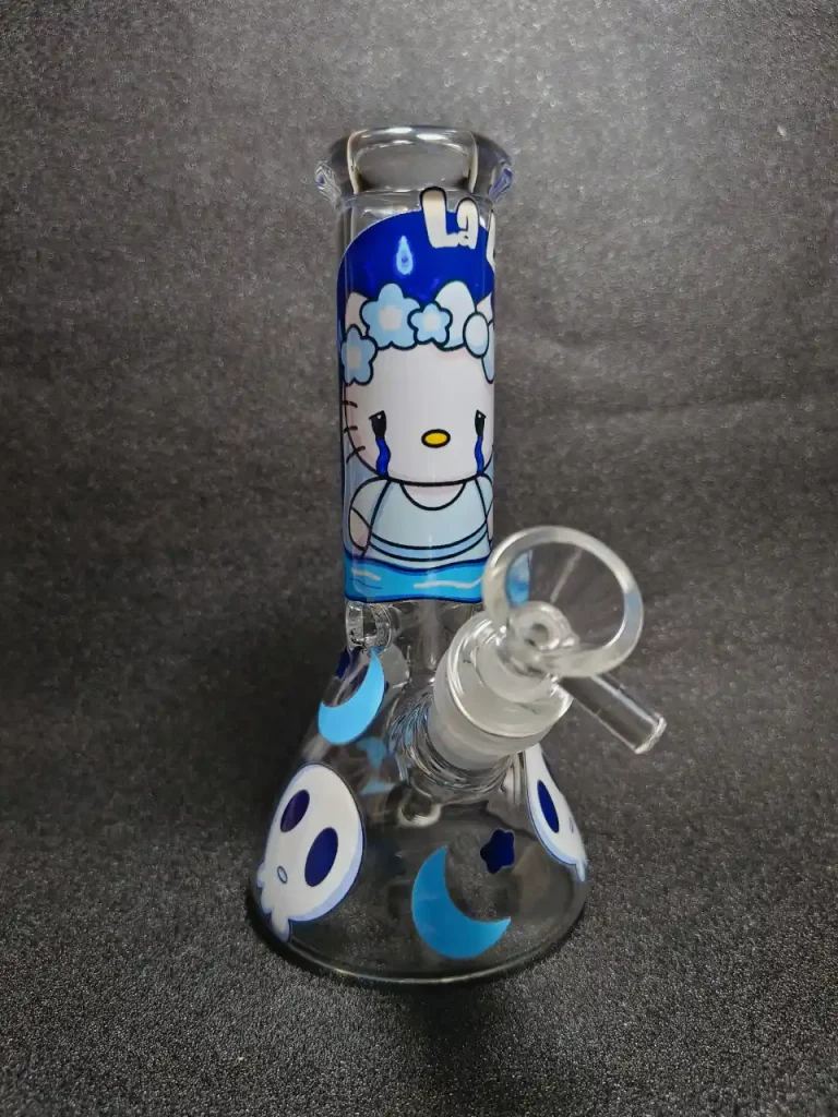 Hello Kitty Blue Gothic Crying Kitty Glass Bong