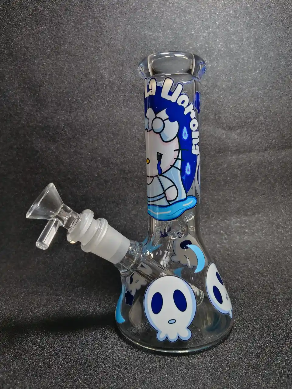 Hello Kitty Blue Gothic Crying Kitty Glass Bong