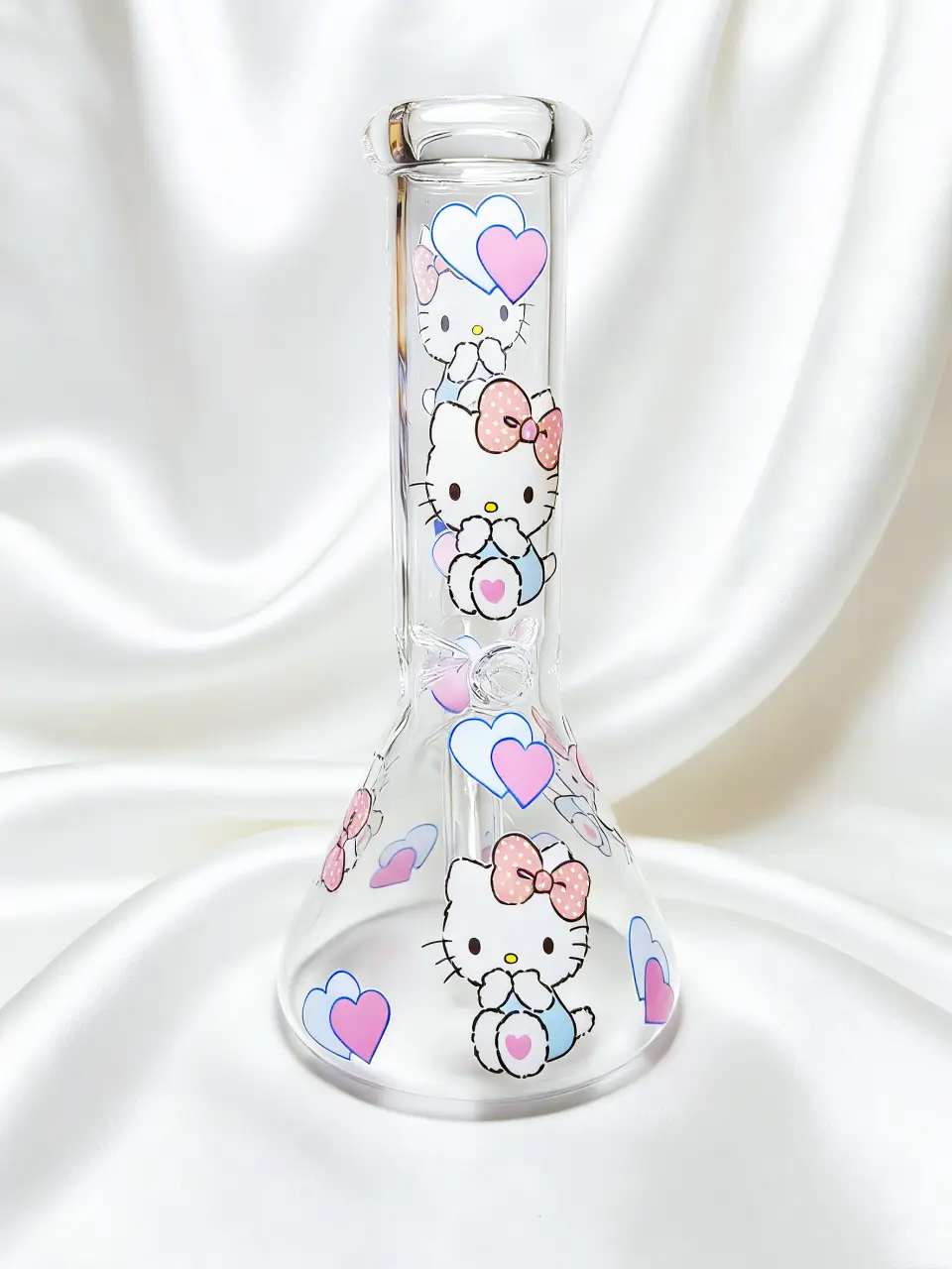 8" Hello Kitty Icy First Love Blue & Pink Beaker Glass Bong