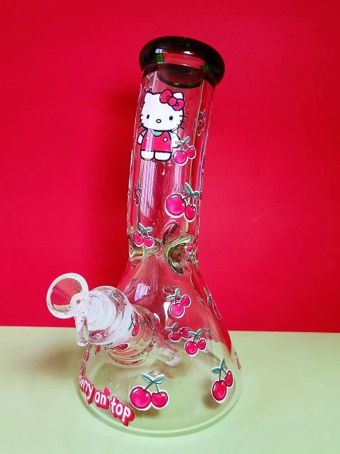 10" Hello Kitty Cherry Design Beak Bong | 9mm Extra Thick Glass