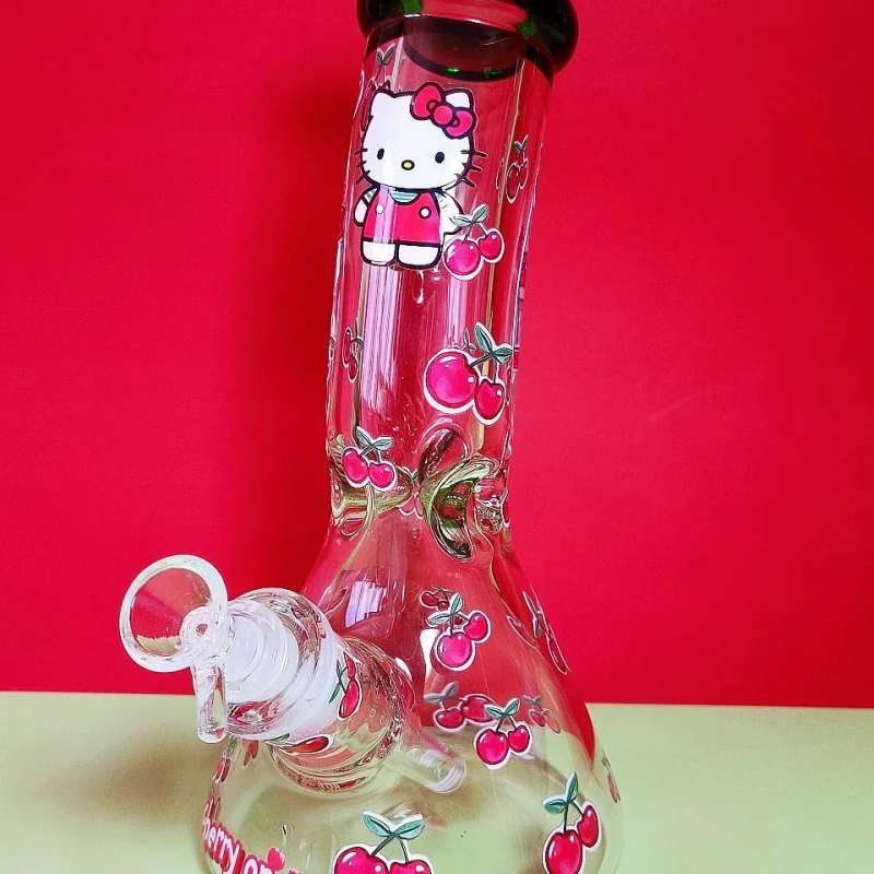10" Hello Kitty Cherry Design Beak Bong | 9mm Extra Thick Glass