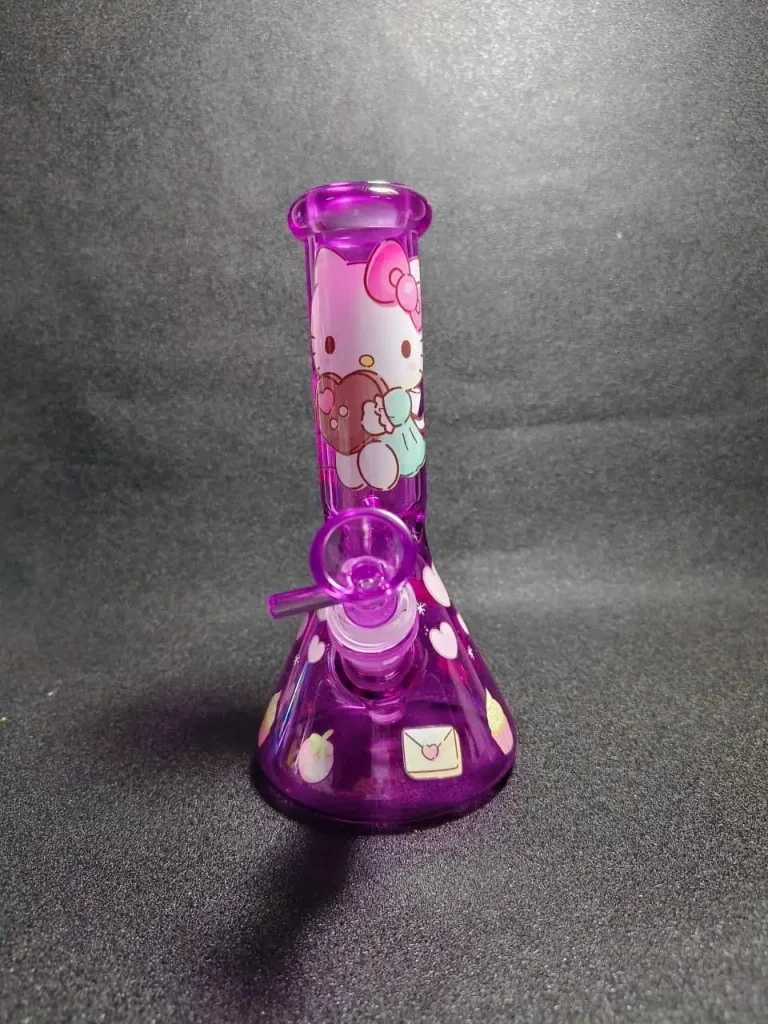 8" Hello Kitty Chocolate Heart Purple Glass Bong