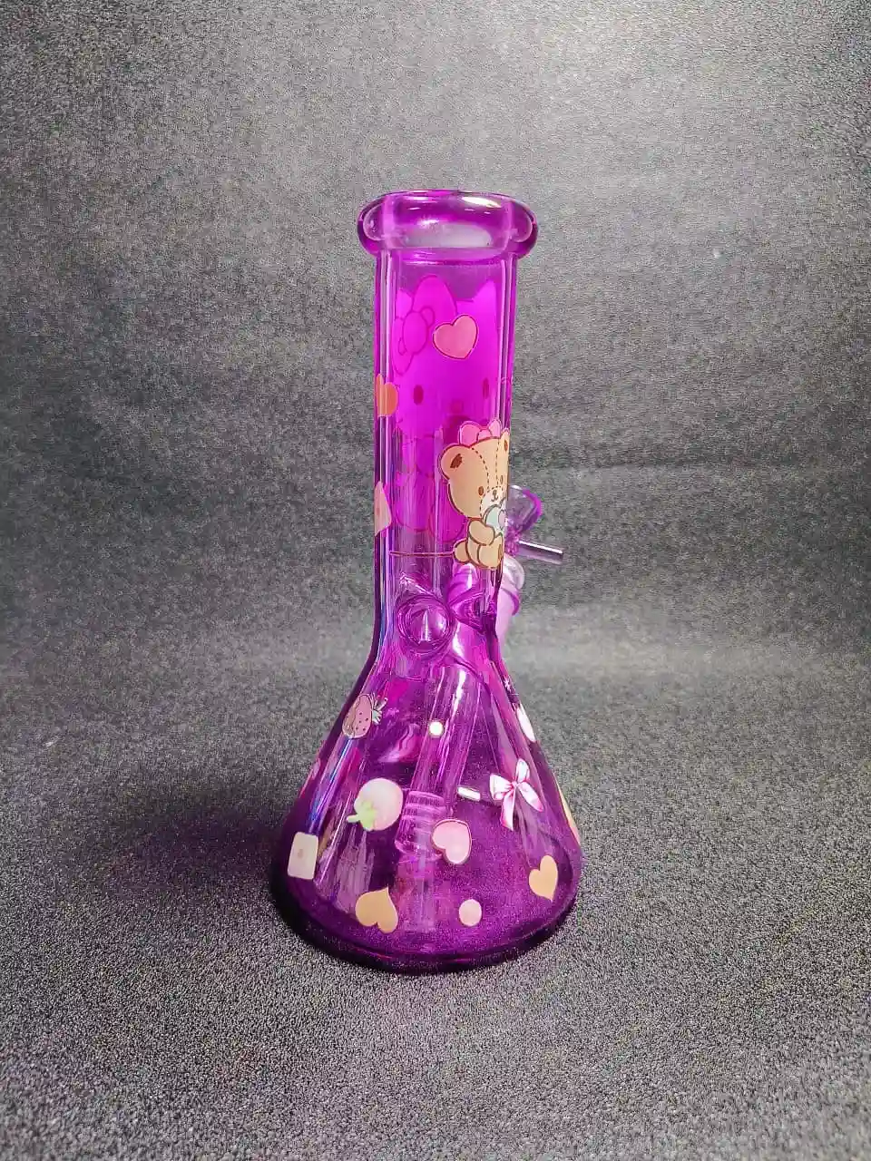 8" Hello Kitty Chocolate Heart Purple Glass Bong