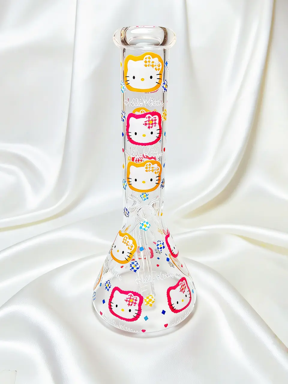 10" Hello Kitty Colorful Border Candy House Beaker Glass Bong