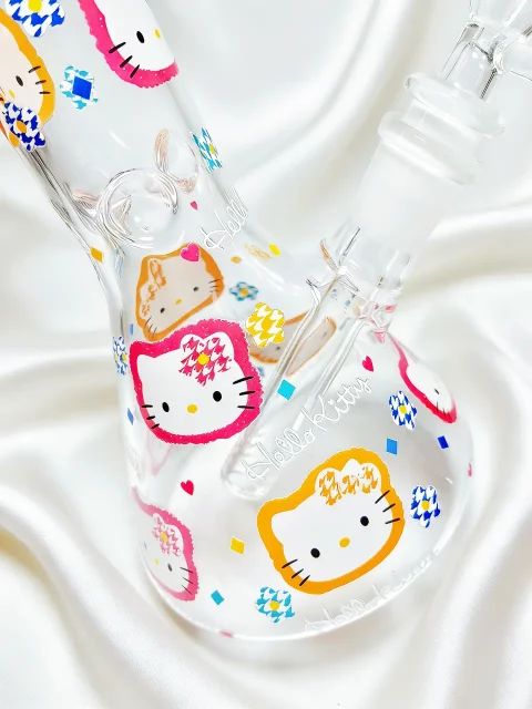 10″ Hello Kitty Colorful Border Candy House Beaker Glass Bong 10" Hello Kitty Colorful Border Candy House Beaker Glass Bong