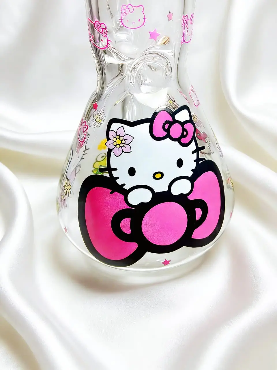 8" 5mm Hello Kitty Pink Bow Story Beaker Glass Bong