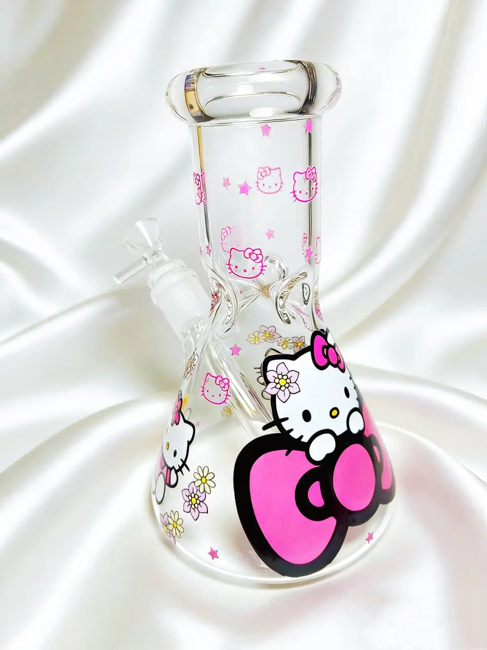 8" 5mm Hello Kitty Pink Bow Story Beaker Glass Bong