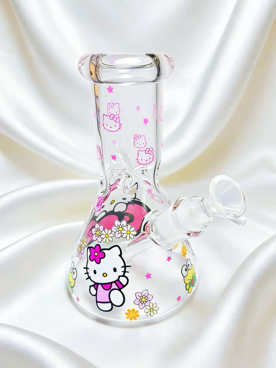 8" 5mm Hello Kitty Pink Bow Story Beaker Glass Bong