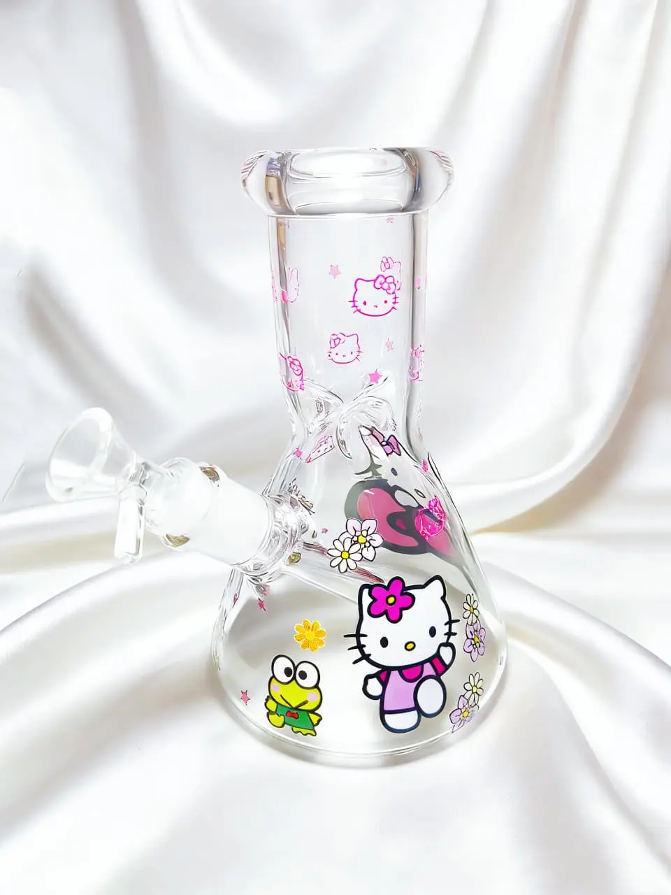 8" 5mm Hello Kitty Pink Bow Story Beaker Glass Bong