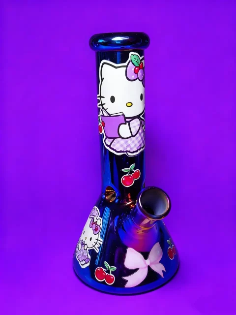 8" Hello Kitty Cobalt Blue Iridescent Bong