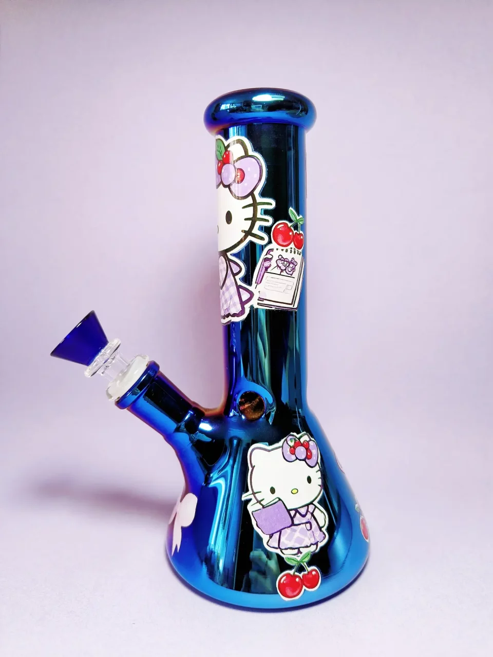 8" Hello Kitty Cobalt Blue Iridescent Bong