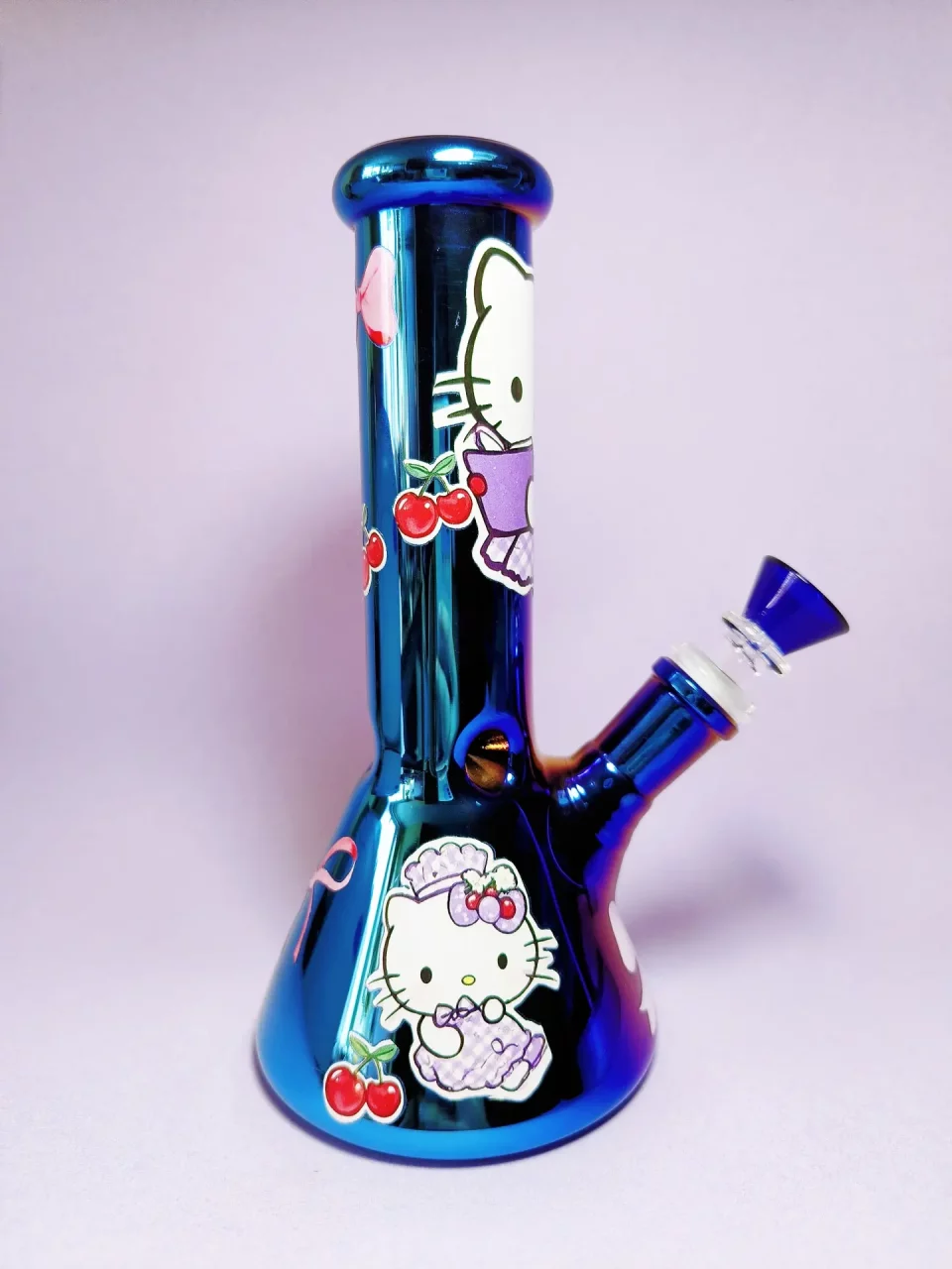 8" Hello Kitty Cobalt Blue Iridescent Bong