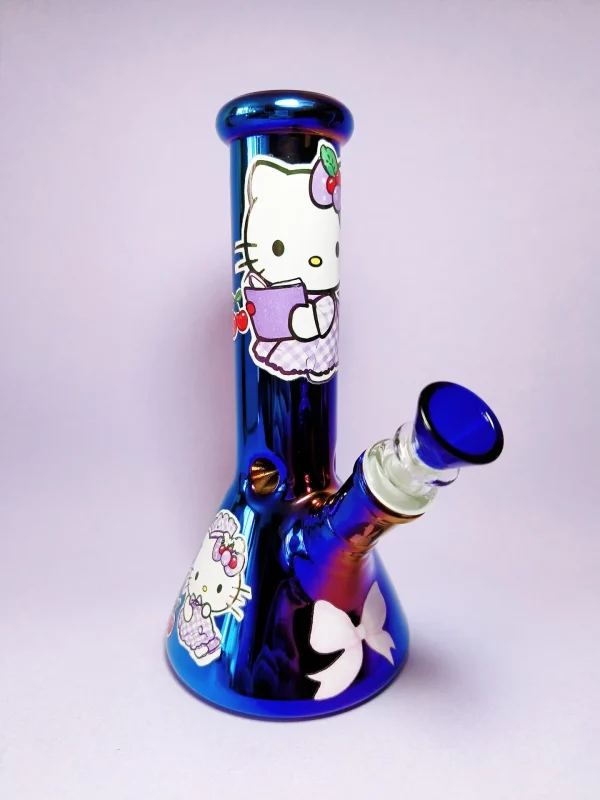 8" Hello Kitty Cobalt Blue Iridescent Bong