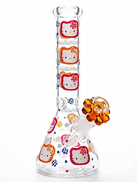 10" Hello Kitty Colorful Border Candy House Beaker Glass Bong