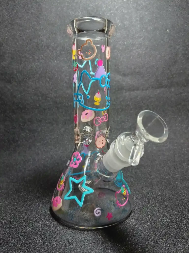 Hello Kitty Colorful Doodle Beaker Glass Bong