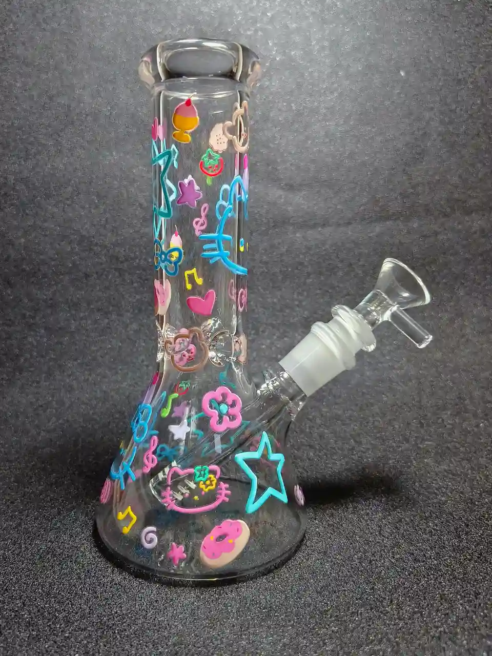Hello Kitty Colorful Doodle Beaker Glass Bong