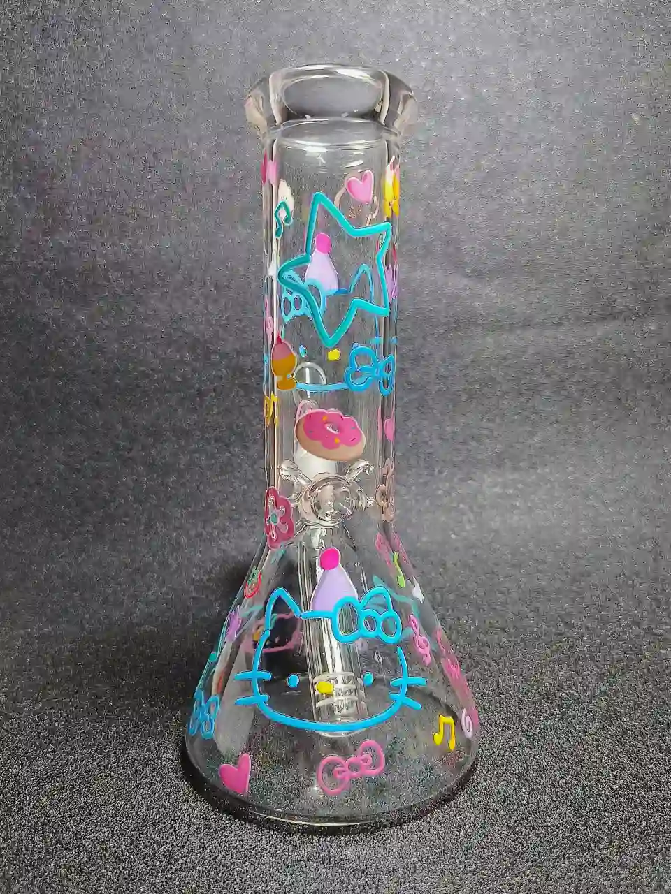 Hello Kitty Colorful Doodle Beaker Glass Bong