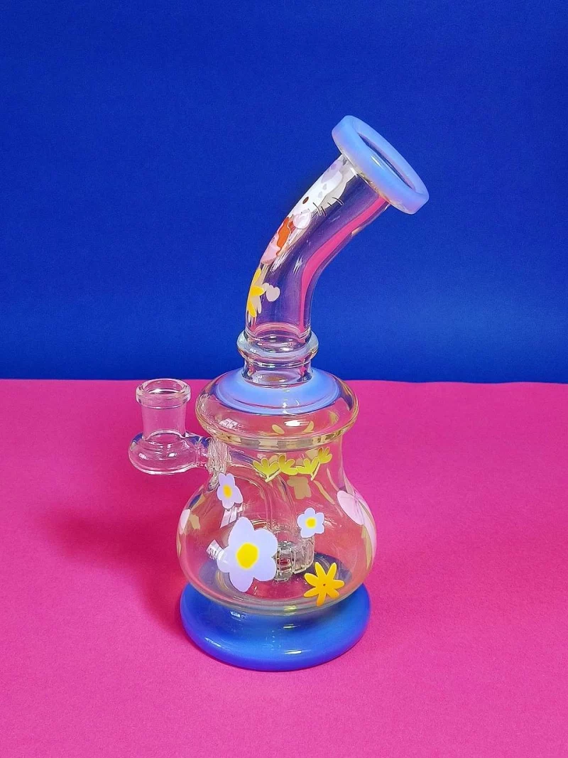 8.5" Hello Kitty Floral Charm Glass Mini Bong