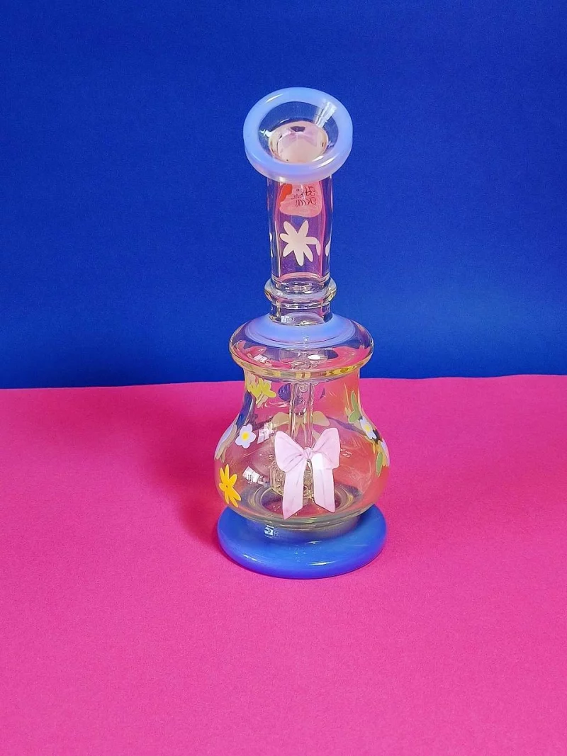 8.5" Hello Kitty Floral Charm Glass Mini Bong