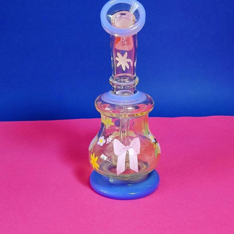 8.5" Hello Kitty Floral Charm Glass Mini Bong