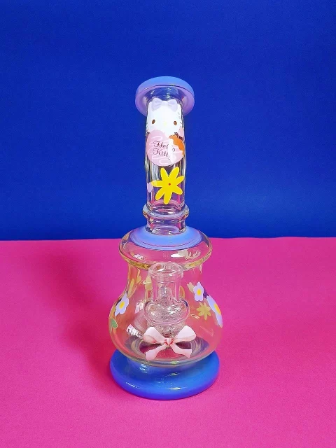 8.5" Hello Kitty Floral Charm Glass Mini Bong