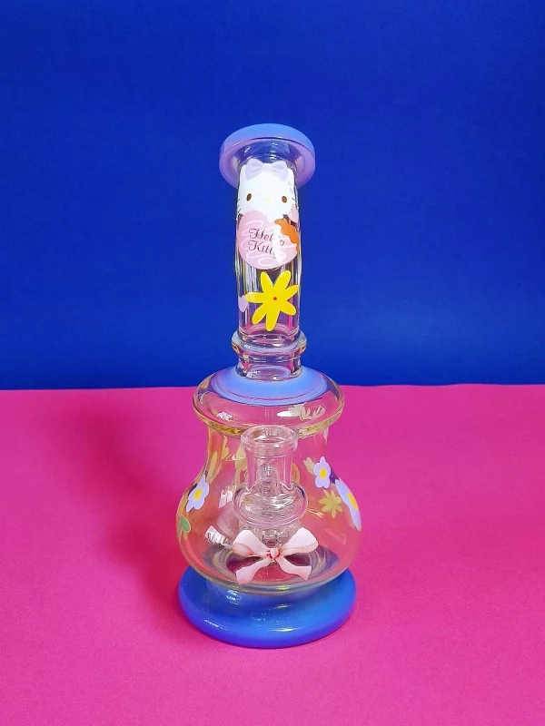 8.5" Hello Kitty Floral Charm Glass Mini Bong