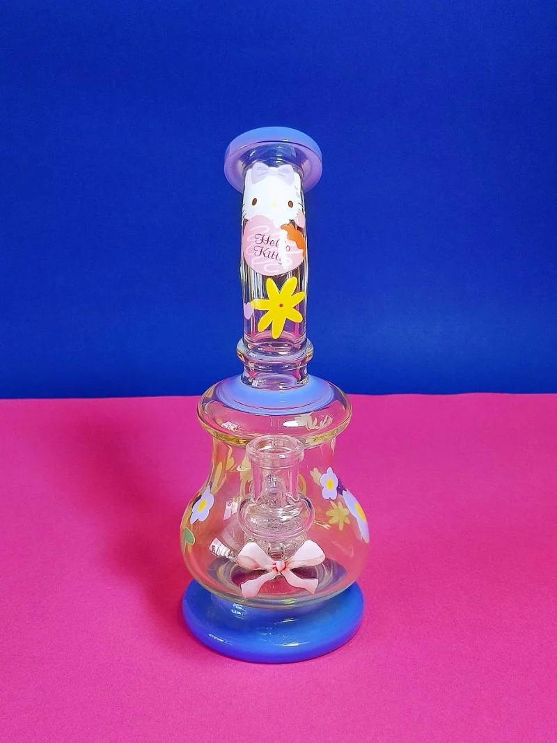 8.5" Hello Kitty Floral Charm Glass Mini Bong