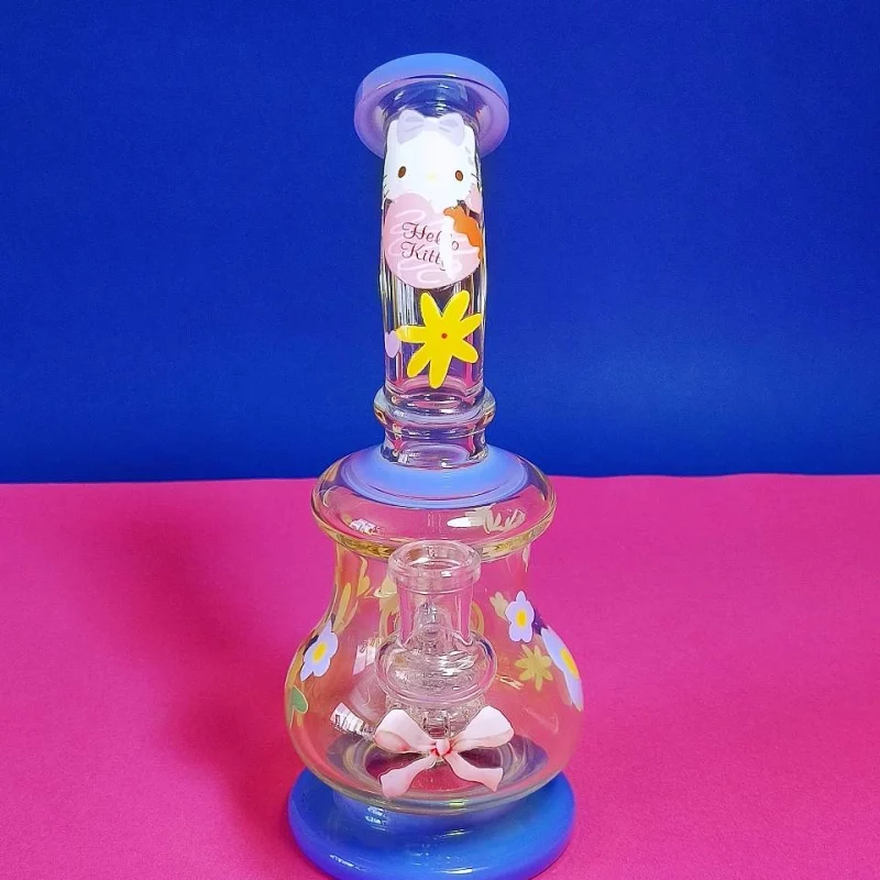 8.5" Hello Kitty Floral Charm Glass Mini Bong