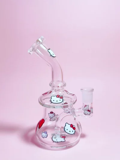 7.5" Hello Kitty Glass Bong with Red Kitty Heads