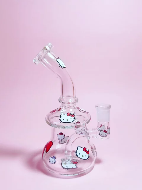 7.5" Hello Kitty Glass Bong with Red Kitty Heads