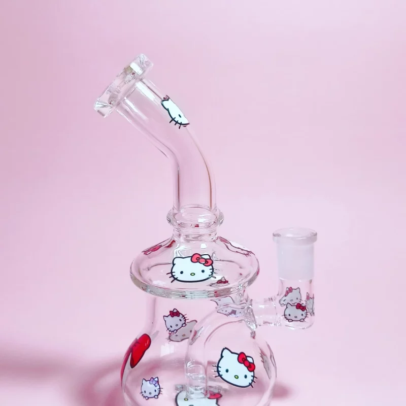 7.5" Hello Kitty Glass Bong with Red Kitty Heads