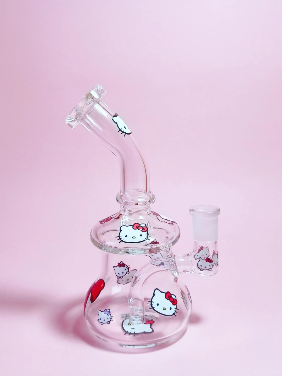7.5" Hello Kitty Glass Bong with Red Kitty Heads