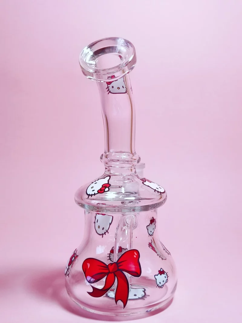 7.5" Hello Kitty Glass Bong with Red Kitty Heads